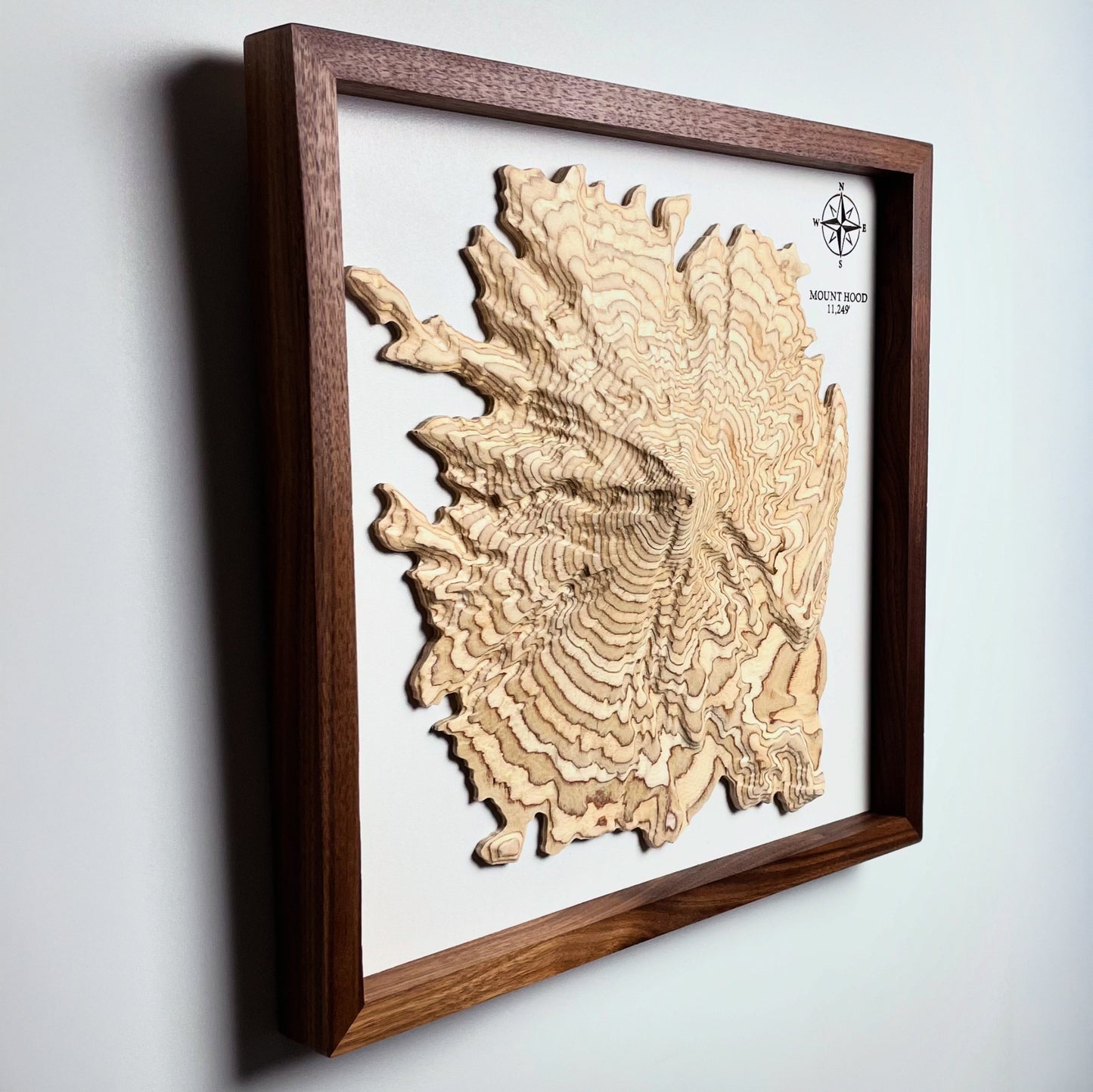 Mt. Hood 3D Topographical Map - 16"X16"
